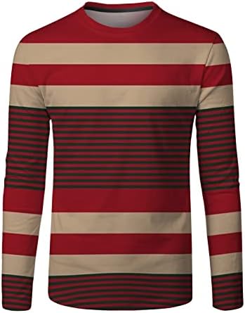 Xiloccer Mens Mase Casual Sports Sports Striped Bytching Digital Printing Tround Reck Tilts Top Top Top Mirts for