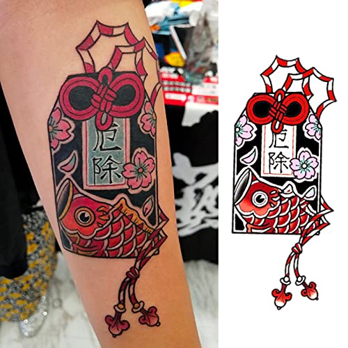 Пуснми Јапонски Комплет За Привремени Тетоважи За Жени Маска Од Лисица Цветови Од Цреша Традиционални Налепници За Тетоважи