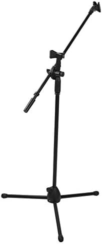 Микрофон за статив за статив, мултифункционален прилагодлив црн метален кат, кој стои за перформанси
