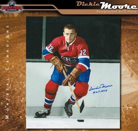 Дики Мур го потпиша Монтреал Канадиенс 8x10 Фото - 70337 - Автограмирани фотографии од НХЛ