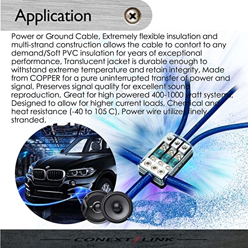 Conext Link 10 ft 2 AWG GA целосен мерач на батеријата за напојување на батеријата, мелен жица, црна црна OFC бакар （10068）