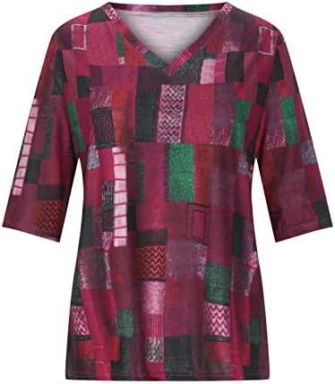 Девојки облека памук против вратот графички обичен викторијански капри блуза маичка лето есен 3/4 маица за ракави за девојчиња R3 R3