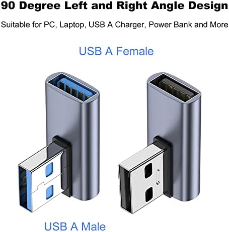 AreMe 90 СТЕПЕН USB 3.1 Адаптер 2 Пакет, ЛЕВО И Десно АГОЛ USB Машки До Женски Конвертор Екстендер ЗА КОМПЈУТЕР, ЛАПТОП, USB Полнач,
