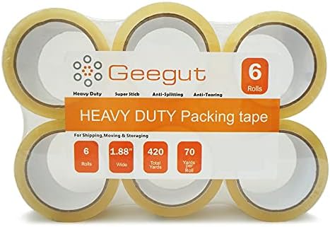 Geegut чиста лента за пакување за испорака, ролни за полнење на ленти за пакување со тешки страни за подвижни кутии, запечатување, испорака
