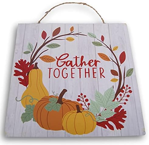 Есенски декор знак Денот на благодарноста тиква во форма на тиква со закачалка од јута - 10,8 x 10,8 инчи