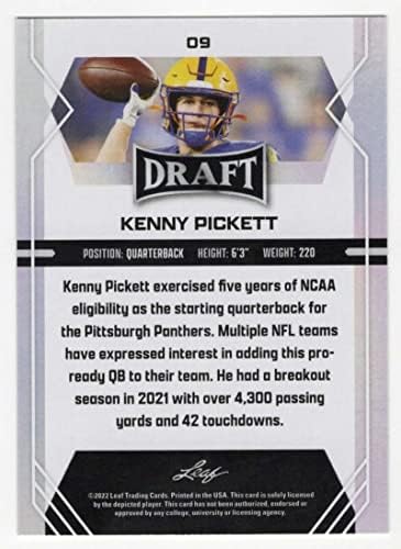 Kenny Pickett RC 2022 Leaf Draft Retail Blaster Red 9 Nm+ -MT+ NFL Football XRC Дебитант