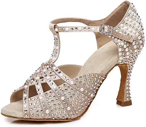 YKXLM Rhinestones Ballroom Dance Shoes Women Latin Latin Salsa Dance Shoes T-Sprap, Model L431