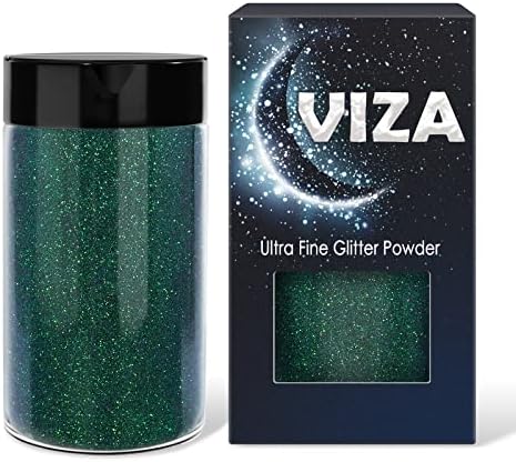 Viza Iridescent Ultra Fine Glitter Powder, 7.8oz/ 220g смарагд зелени занаети сјај, миленичиња снегулки за нокти за смола,