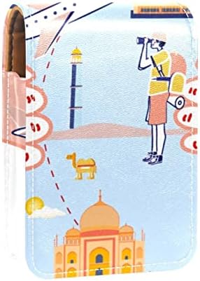 ОРИУКАН Мини Шминка Торба СО Огледало, Спојката Чанта Кожа Кармин Случај, Цртан Филм Момче Патување Индија Египет