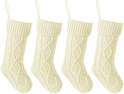 Класик во близина на време Класик 4 пакувања плетени божиќни чорапи плетени декорации за порибување рустикални фарми за порибување за