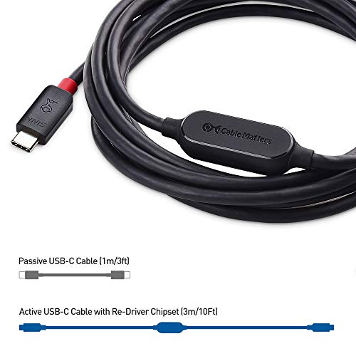 Кабелски работи Активен USB C кабел 10 стапки со 4K видео, трансфер на податоци од 10 Gbps и полнење 60W за преносен монитор, слушалки за VR