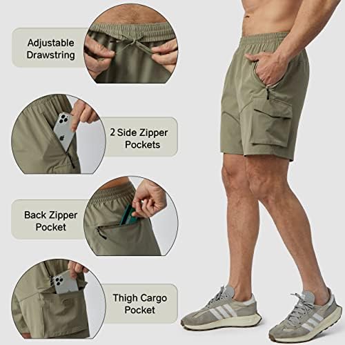 Номолен машки пешачки шорцеви лесни брзи суви атлетски шорцеви со мулти џеб за тренинг голф -кампување