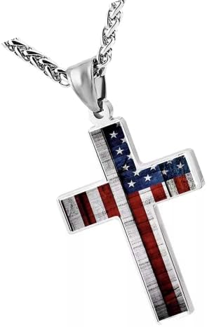 Зешопс Американско Знаме Патриотски Крст Приврзок Ѓердан Верски Накит За Мажи