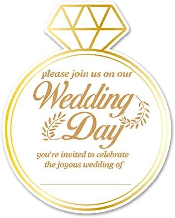 Покани за Свадбена Забава Со Пликови, 20 Сет Покани Во Форма На Венчален Прстен Партијата Поканува Услуги За Набавки, Двострани