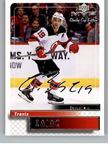 2019-20 Горна палуба МВП Стенли Куп издание на 20-годишнината Сребрена скрипта #3 Травис Зајац Newу Jerseyерси ѓаволи НХЛ хокеј за трговија со картички