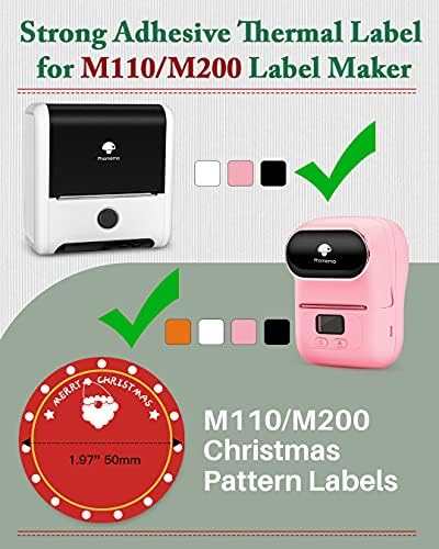 Фомемо Божиќен Круг Етикета За М110/М110С/М120/М200/М220 Производител На Етикети-Јасно Печатење,Добро Лепило, 50 х 50мм, 1,96 х 1,96, Црвено