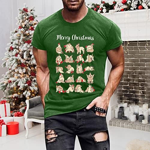 Вокачи Божиќни кратки ракави маици за мажи, грди Божиќни костуми за одмор Смешни графички тренингот тенок вклопувачки врвови на