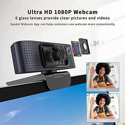 Spedal Autofocus Веб Камера 1080p Веб Камера Со Микрофон И Приватност Покритие, Двојна Стерео Микрофони, Игри Снимање Про Видео Веб Камера За Повикување,