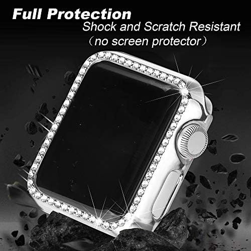 Компанија за размачкување на Secbolt Bling Case со Apple Watch Band 38mm 40mm 42mm 44mm, заштитен заштитен екран за заштитен рамка за заштитен