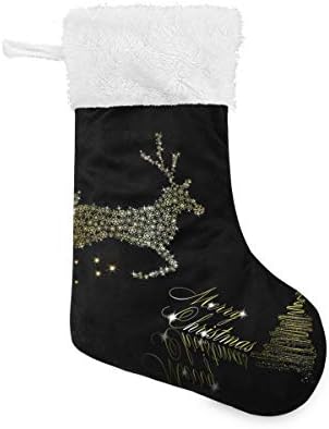 Пимилагу Среќен Божиќ Елк Божиќни чорапи 1 пакет 17,7 “, виси чорапи за Божиќна декорација