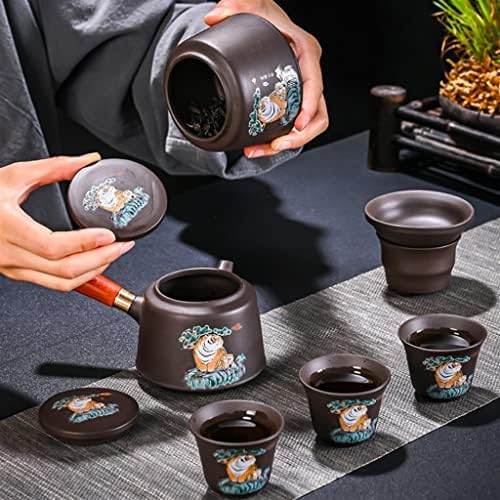 DHDM Purple Sand Tea Set Home Подарок Подарок Сет чајник покриен чај чаша чаша керамички кунг фу чај сет
