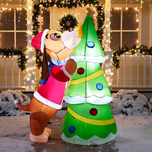 Christmasоидоми 6 метри Божиќна декорација на надувување, високи кученца од 6 метри ставајќи дрво за надувување Божиќно надувување