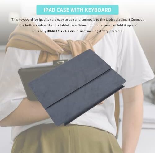 Гугксиом Безжична Паметна Тастатура за iPad, Преклопен Случај со тастатура за iPad, 64 Копчиња Паметна Врска Таблет Безжична Тастатура, Најдобро