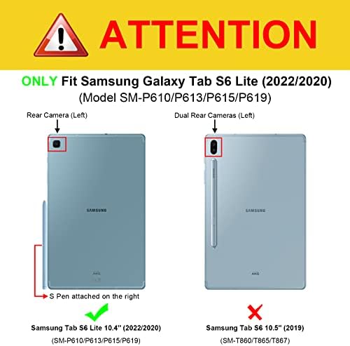 Финти Пакет: Футрола За Samsung Galaxy Tab S6 Lite 10,4 инчи 2022/2020, Тенок Капак на Држачот w/Магнетски Отстранлива Безжична