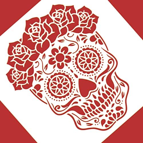 БЕНЕКРЕАТ 12х12 инчи Мексико Шеќер Череп Ѕвездено Сликарство Уметнички Шаблони, Еднократно Ден На Мртвата Матрица ЗА Самостојни Проекти, Сликарство,