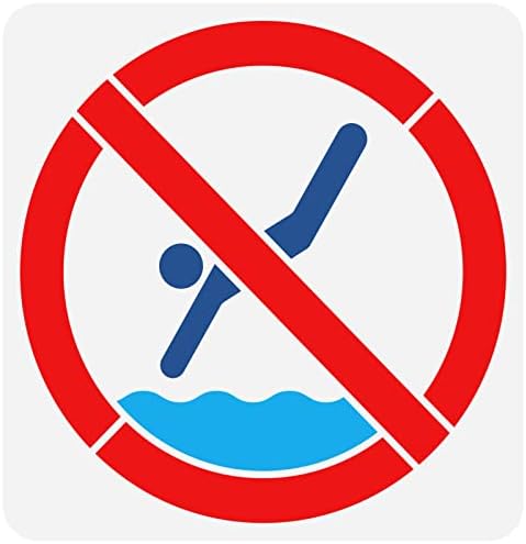 FingerInspire No нуркање за пливање матрица 11.8x11,8 инчи без симбол за пливање, сликарство за сликање, матрица пластична предупредувачка