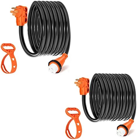 Welluck 50 Amp 25ft и 50ft RV Power Extension Corder, тешка NEMA 14-50P до SS 2-50R RV за заклучување на адаптерот за заклучување на адаптерот