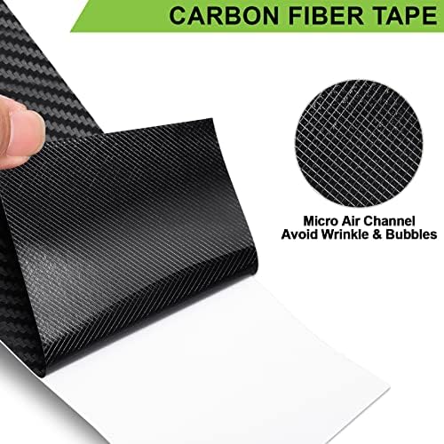 Ролна со лента со јаглеродни влакна од Spurtar, 3inch x 20ft Air-Leabe Leadease Leadsive Black Vinyl Strip Chrome 3D налепница на јаглеродни