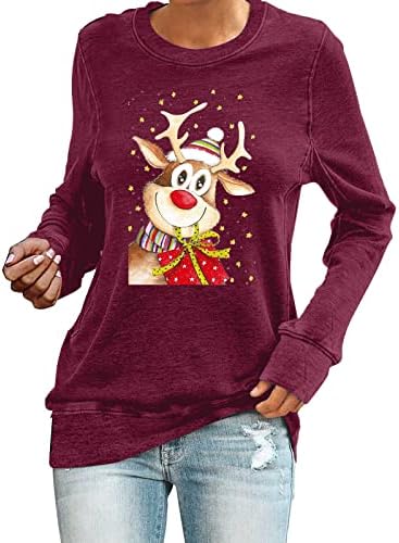 Женски западни грди Божиќни кошули Смешни графички маички кошули со снегулка од снегулка лабава летни есенски врвови