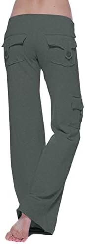 Копчиња за јога панталони со високи половини за подигање на жените со џебови се протегаат широки панталони за нозе обични панталони
