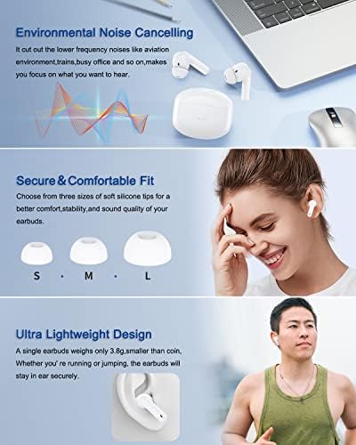 Безжични Слушалки За Уши Bluetooth Слушалки Со Куќиште За Полнење,Поништување На Бучава, Контрола На Допир, 40h Време За Играње СО Вграден