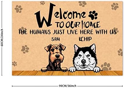 Добредојдовте Во Нашиот Дом Луѓето Едноставно Живеат Тука Со Нас Област Со Голем Сообраќај Персонализирано Име На Кучиња Кучиња Шепи