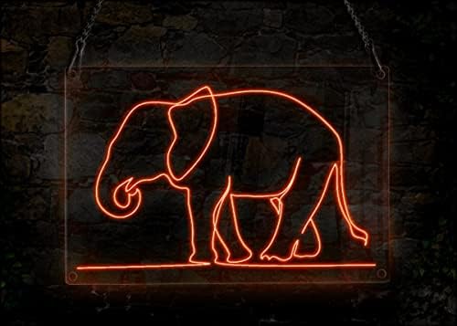 Силуета за одење на слонови, неонски знак, животинска тема рачно изработена ел жица неонски знак за светло, домашна декор wallидна
