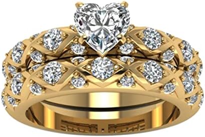 Американски праска срце прстен целосен и европски микро-обоен образец на двојки вметнати дијаманти дијаманти цирконски прстени прстен