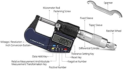 UOEIDOSB 0 - 25mm Микрометар Електронски Дигитален Дебеломер Мерач Микрометар Микрометар Micrometro Digitale