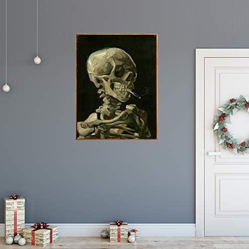 Кидал череп со цигара, платно печати wallидни уметнички слики репродукции Уметнички дела Постер, 24 x16 (нерасположено