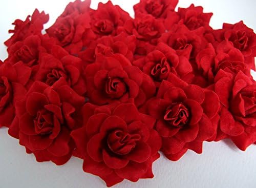ИКРАФИЈА 50 Свила Темно Црвени Рози Цвет Глава-1.75 - Вештачки Цвеќиња Глави Ткаенина Цветни Материјали Големопродажба Многу За Свадбени