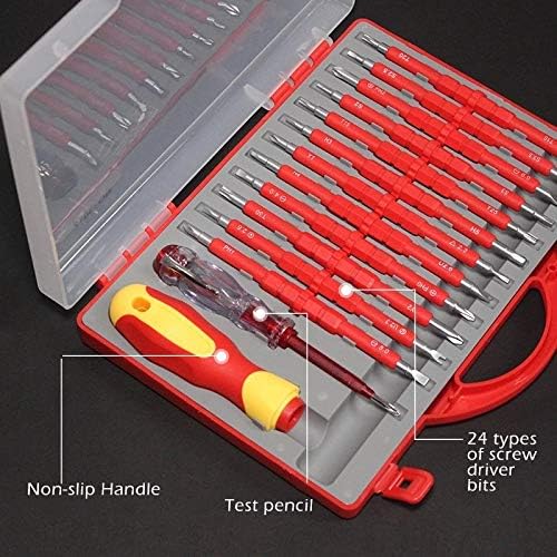 Шрафцигер Изолиран шрафцигер постави 26 парчиња токс залепен вкрстен магнетски шрафцигер битови домаќинства електрични рачни алатки