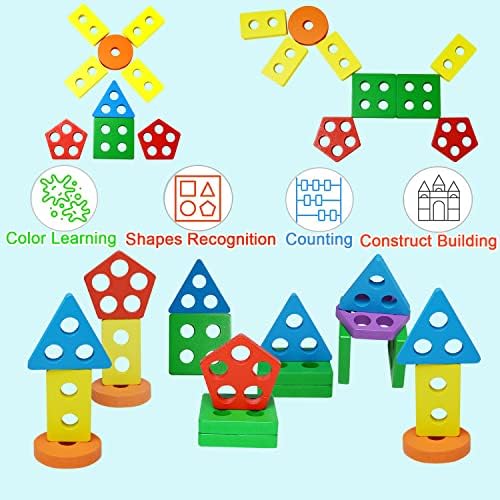 Монтесори Играчки Бебе Дете Подароци: Дрвени Сортирање Редење Играчка за 1 2 3 4 годишно Момче Девојче Учење Образовни Предучилишна