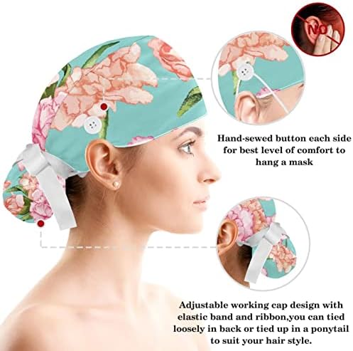 Прилагодливи розови цвеќиња Фламинго буфантна капа со копчиња за чистење капа