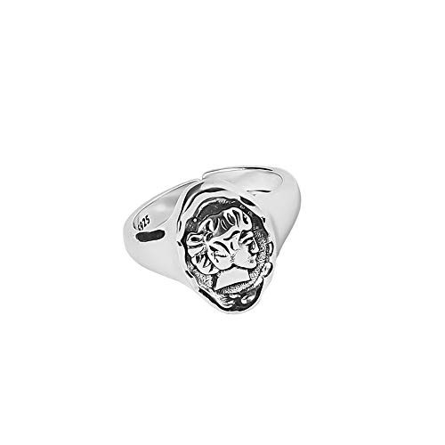 Aimimier S925 Gothic Signet Knuckle Ring 2pcs ланец тасела индекс прстен прстен бенд половина отворен врежан медалјон монета миди прстен