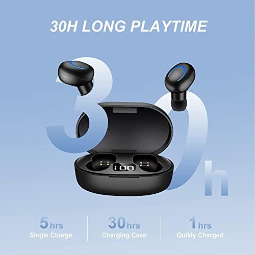 Безжични Слушалки,Bluetooth 5.0 Слушалки, IPX5 Водоотпорен Во Ушен Допир, Слушалки Кои Траат 8 Часа, Со Вграден Микрофон Телефон/Андроид/iOS,