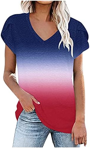 Есен лето кратко ракав блуза маица за женски 2023 облека мода v вратот памук графички лабава вклопена маичка S9 S9