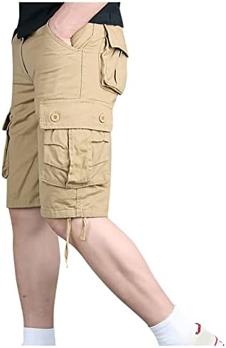 Машки карго шорцеви, машка обична средна половината исечени панталони повеќе џебови на отворено шорцеви со права нога
