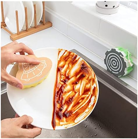 Zhyling 4PCS цртан филм за миење садови за миење садови сунѓер за чистење на кујната за чистење на кујната за чистење на кујната