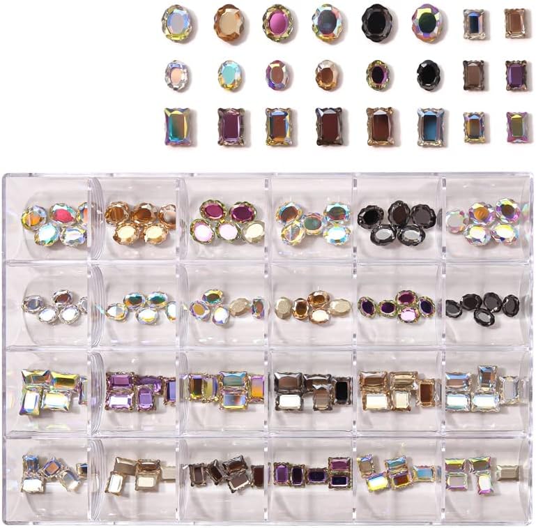 Кампови на ноктите скапоцени камења во облик на 240 парчиња = 24 -тина*10 парчиња ригистони, стакло АБ 3Д шарми Jenkly, 2021 Маникир Каристални